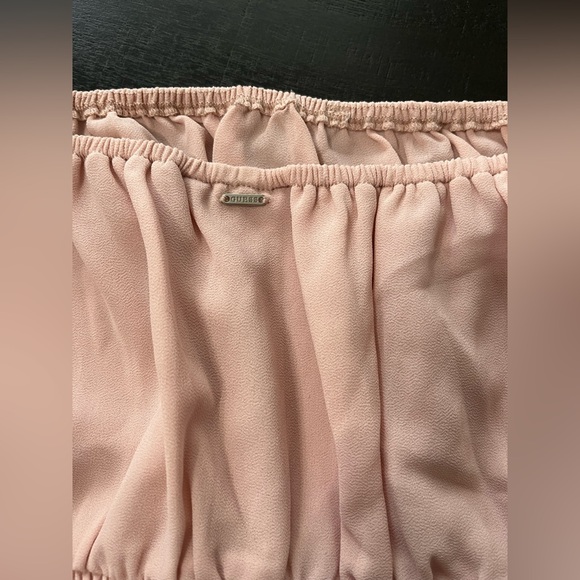 GUESS Y2K Womens Medium Smocked Cropped Blushpink Puff Sleeve Shirt - Picture 6 of 6